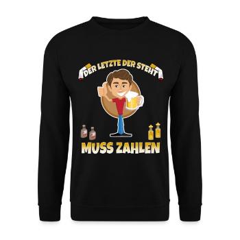 Junggesellenabschied Alkohol und Feier Spruch - Unisex Pullover - Schwarz - Vorne - Alina (178cm) & Michal (187cm)