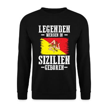 Sicilia Sizilien Sizilianer Sizilianisches - Unisex Pullover - Schwarz - Vorne - Alina (178cm) & Michal (187cm)
