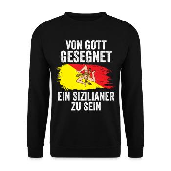 Sicilia Sizilien Sizilianer - Unisex Pullover - Schwarz - Vorne - Alina (178cm) & Michal (187cm)