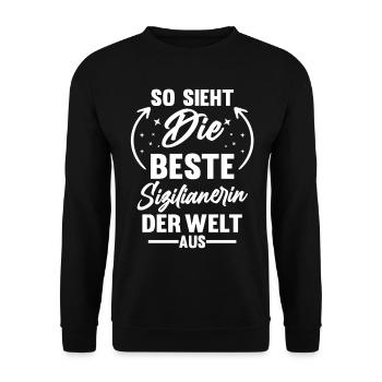 Sicilia Sizilien Sizilianerin Sizilianisches - Unisex Pullover - Schwarz - Vorne - Alina (178cm) & Michal (187cm)