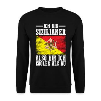Sicilia Sizilien Sizilianer Sizilianisches - Unisex Pullover - Schwarz - Vorne - Alina (178cm) & Michal (187cm)
