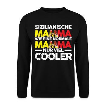 Sizilianerin Sizilienische Mamma Sizilien Mutter M - Unisex Pullover - Schwarz - Vorne - Alina (178cm) & Michal (187cm)