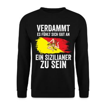 Sicilia Sizilien Sizilianer Sizilianisches - Unisex Pullover - Schwarz - Vorne - Alina (178cm) & Michal (187cm)