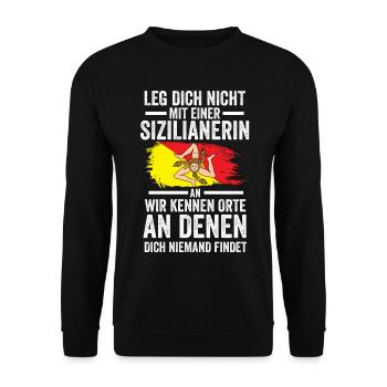 Sicilia Sizilien Sizilianer Sizilianisches - Unisex Pullover - Schwarz - Vorne - Alina (178cm) & Michal (187cm)