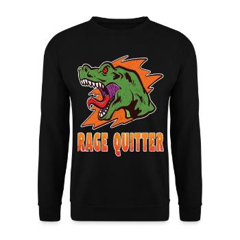 Gamer Rage Quit Dinosaurier - Unisex Pullover - Schwarz - Vorne - Alina (178cm) & Michal (187cm)