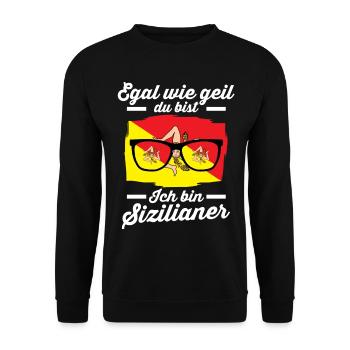 Sicilia Sizilianer Sizilianisches Sizilien - Unisex Pullover - Schwarz - Vorne - Alina (178cm) & Michal (187cm)