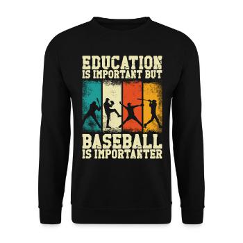 Baseball Fan Vintage Retro - Unisex Pullover - Schwarz - Vorne - Alina (178cm) & Michal (187cm)