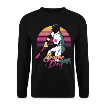 Baseball Fan Vintage Retro Batter - Unisex Pullover - Schwarz - Vorne - Alina (178cm) & Michal (187cm)