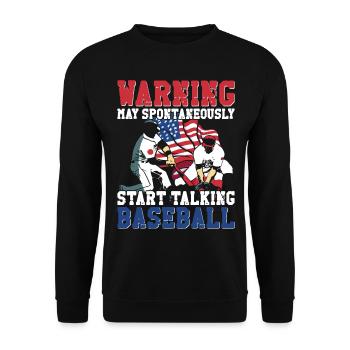 Baseball Fan Vintage American Flag - Unisex Pullover - Schwarz - Vorne - Alina (178cm) & Michal (187cm)