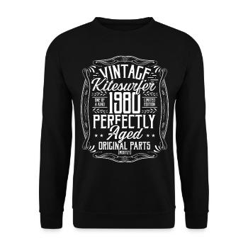1980 Birthday Kitesurfer Kiteboarding Born in 1980 - Unisex Pullover - Schwarz - Vorne - Alina (178cm) & Michal (187cm)
