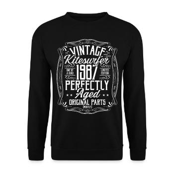 1987 Birthday Kitesurfer Kiteboarding Born in 1987 - Unisex Pullover - Schwarz - Vorne - Alina (178cm) & Michal (187cm)