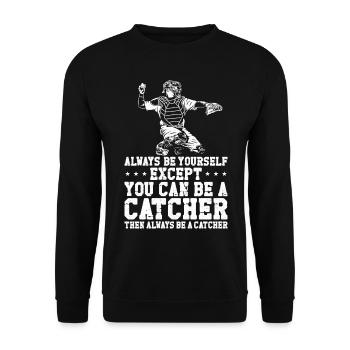 Baseball Fan Catcher Vintage - Unisex Pullover - Schwarz - Vorne - Alina (178cm) & Michal (187cm)
