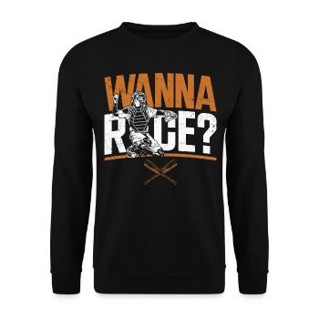 Baseball Fan Catcher Vintage Wanna - Unisex Pullover - Schwarz - Vorne - Alina (178cm) & Michal (187cm)