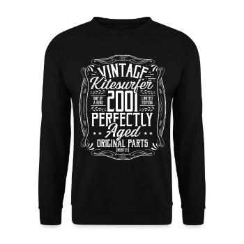 2001 Birthday Kitesurfer Kiteboarding Born in 2001 - Unisex Pullover - Schwarz - Vorne - Alina (178cm) & Michal (187cm)