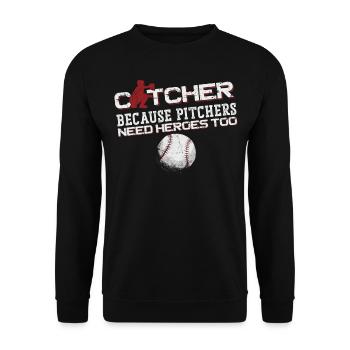 Baseball Fan Catcher Vintage - Unisex Pullover - Schwarz - Vorne - Alina (178cm) & Michal (187cm)