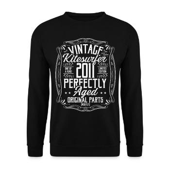 2011 Birthday Kitesurfer Kiteboarding Born in 2011 - Unisex Pullover - Schwarz - Vorne - Alina (178cm) & Michal (187cm)