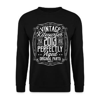 2013 Birthday Kitesurfer Kiteboarding Born in 2013 - Unisex Pullover - Schwarz - Vorne - Alina (178cm) & Michal (187cm)