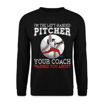 Baseball Fan Pitcher Vintage I'm - Unisex Pullover - Schwarz - Vorne - Alina (178cm) & Michal (187cm)