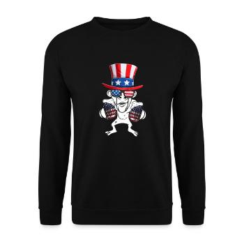 Patriotic Monkey US Flag 4th Of July - Unisex Sweatshirt - black - Front - Alina (178cm) & Michal (187cm)