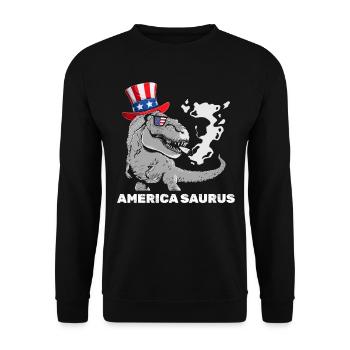 America Saurus Party Dinosaur Patriotic 4th Of - Unisex Pullover - Schwarz - Vorne - Alina (178cm) & Michal (187cm)