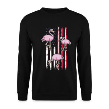 Patriotic Flamingo US Flag 4th Of July Flamingo - Unisex Pullover - Schwarz - Vorne - Alina (178cm) & Michal (187cm)