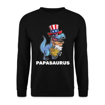 Patriotic Day Papa Dinosaur 4th Of July Dino - Unisex Pullover - Schwarz - Vorne - Alina (178cm) & Michal (187cm)