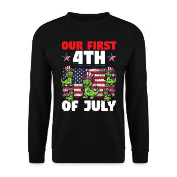 Patriotic Dino Notre Premier 4 Juillet Patriotique - Sweat-shirt Unisexe - noir - Devant - Alina (178cm) & Michal (187cm)