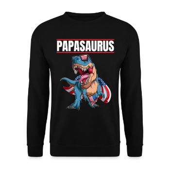Papasaurus Patriotic Dinosaur Papa avec drapeau Cape - Sweat-shirt Unisexe - noir - Devant - Alina (178cm) & Michal (187cm)