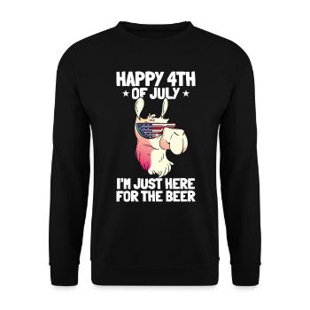 Patriotic Llama Happy 4th of July I'm Just Here - Unisex Sweatshirt - black - Front - Alina (178cm) & Michal (187cm)