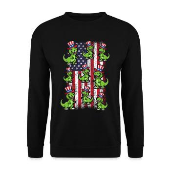 Patriotic Dino US Flag 4th Of July Party Dinosaur - Unisex Pullover - Schwarz - Vorne - Alina (178cm) & Michal (187cm)