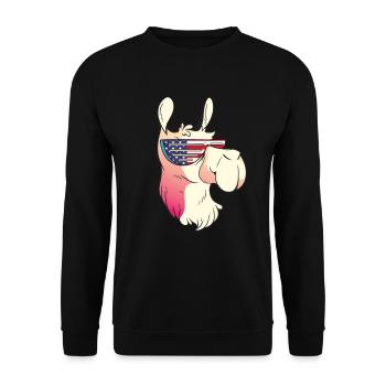 Journée patriotique Lama Drapeau américain 4 juillet Patriotique - Sweat-shirt Unisexe - noir - Devant - Alina (178cm) & Michal (187cm)