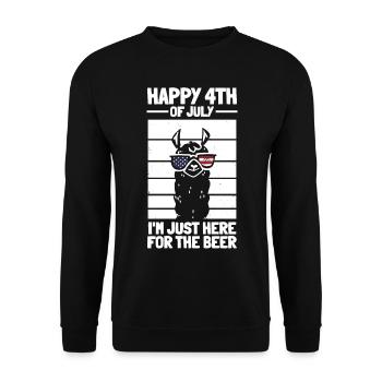 Happy 4th of July I'm Just Here For The Beer Llama - Unisex Sweatshirt - black - Front - Alina (178cm) & Michal (187cm)