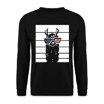 Patriotic Llama with Sunglasses US Flag 4th Of - Unisex Sweatshirt - black - Front - Alina (178cm) & Michal (187cm)