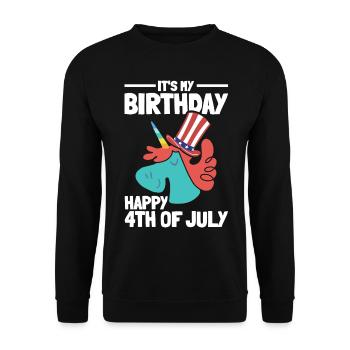 Birthday Party Unicorn It's My Birthday Happy 4th - Unisex Pullover - Schwarz - Vorne - Alina (178cm) & Michal (187cm)