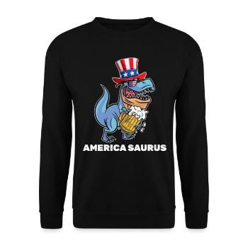 America Saurus Party Dino Patriotic 4th Of July - Unisex Pullover - Schwarz - Vorne - Alina (178cm) & Michal (187cm)