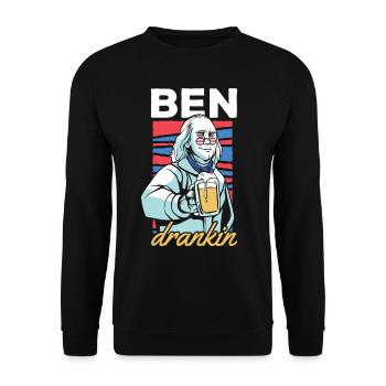 Ben Drankin Drôle Benjamin Citation Bière 4 Juillet - Sweat-shirt Unisexe - noir - Devant - Alina (178cm) & Michal (187cm)