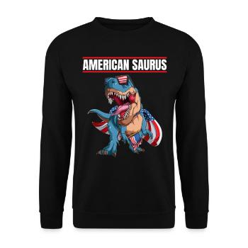 American Saurus Dinosaur Wearing US Flag Cape And - Unisex Pullover - Schwarz - Vorne - Alina (178cm) & Michal (187cm)