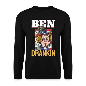 Ben Drankin Drôle Benjamin Quote Bière 4 juillet - Sweat-shirt Unisexe - noir - Devant - Alina (178cm) & Michal (187cm)