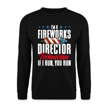 Drôle de feu d’artifice pyrotechnicien disant - Sweat-shirt Unisexe - noir - Devant - Alina (178cm) & Michal (187cm)