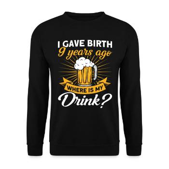 9. Geburtstag Bier Trinken Mutter Mama - Unisex Pullover - Schwarz - Vorne - Alina (178cm) & Michal (187cm)