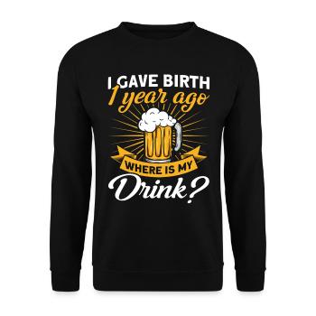 1. Geburtstag Bier Trinken Mutter Mama - Unisex Pullover - Schwarz - Vorne - Alina (178cm) & Michal (187cm)
