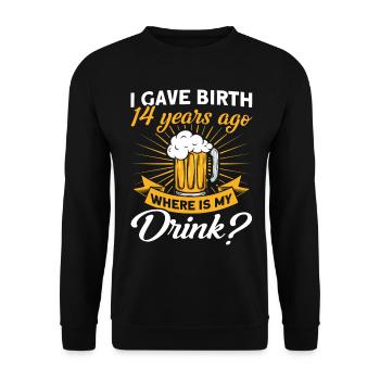 14. Geburtstag Bier Trinken Mutter Mama - Unisex Pullover - Schwarz - Vorne - Alina (178cm) & Michal (187cm)