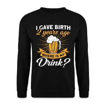 2. Geburtstag Bier Trinken Mutter Mama - Unisex Pullover - Schwarz - Vorne - Alina (178cm) & Michal (187cm)