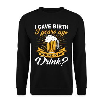 3. Geburtstag Bier Trinken Mutter Mama - Unisex Pullover - Schwarz - Vorne - Alina (178cm) & Michal (187cm)