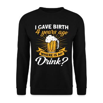 4. Geburtstag Bier Trinken Mutter Mama - Unisex Pullover - Schwarz - Vorne - Alina (178cm) & Michal (187cm)
