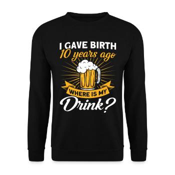 10. Geburtstag Bier Trinken Mutter Mama - Unisex Pullover - Schwarz - Vorne - Alina (178cm) & Michal (187cm)