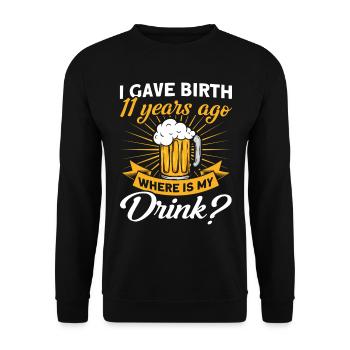 11. Geburtstag Bier Trinken Mutter Mama - Unisex Pullover - Schwarz - Vorne - Alina (178cm) & Michal (187cm)