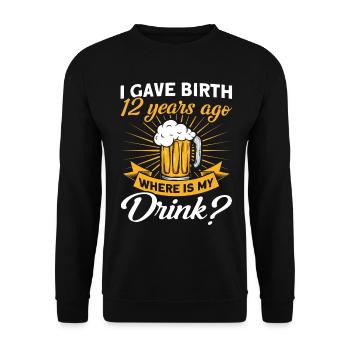 12. Geburtstag Bier Trinken Mutter Mama - Unisex Pullover - Schwarz - Vorne - Alina (178cm) & Michal (187cm)