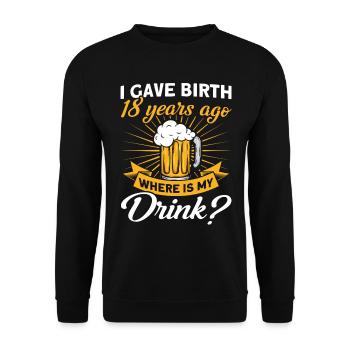 18. Geburtstag Bier Trinken Mutter Mama - Unisex Pullover - Schwarz - Vorne - Alina (178cm) & Michal (187cm)