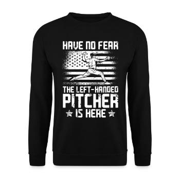 Baseball Fan Pitcher Vintage - Unisex Pullover - Schwarz - Vorne - Alina (178cm) & Michal (187cm)